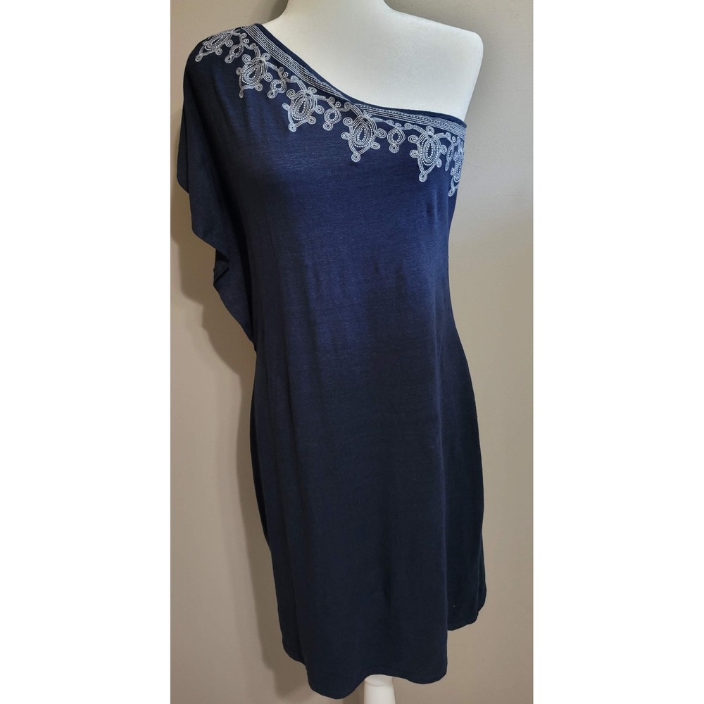 Tommy Bahama Embroidered One-Shoulder Short Dress